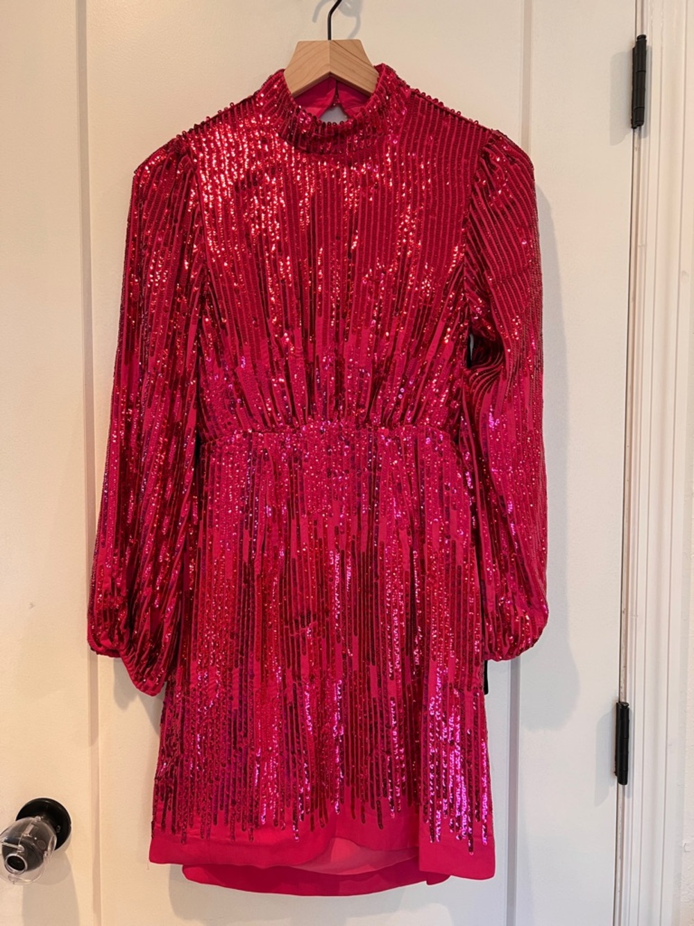 New Nwt Rixo Pink Sequinned Lara Mini Dress